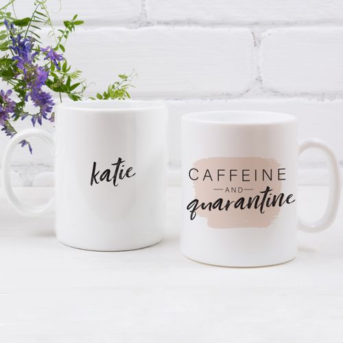 Personalized Caffeine and Quarantine 11oz Mug Empty