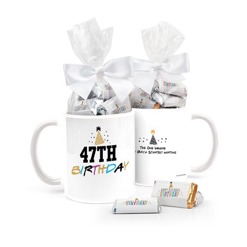 Friends Birthday Gifts Personalized 11oz Coffee Mug with approx. 24 Wrapped Hershey's Miniatures