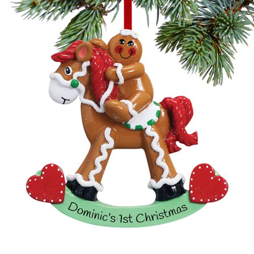 Personalized Gingerbread Child on Rocking Horse