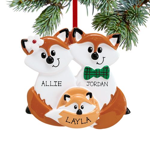 Personalized Fox Family of 3