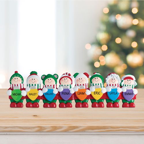 Personalized Christmas Lights Tabletop Family of 8