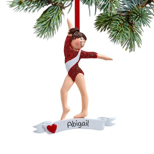 Personalized Gymnast in Red Leotard