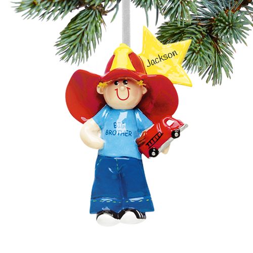 Personalized Big Brother with Firetruck and Yellow Star