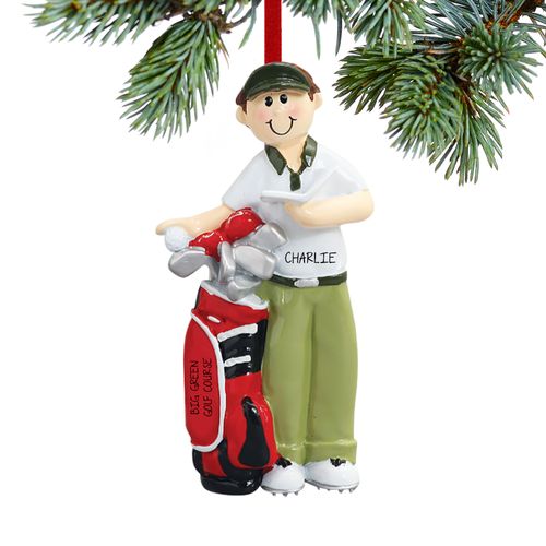 Personalized Male Golfer with Golf Bag