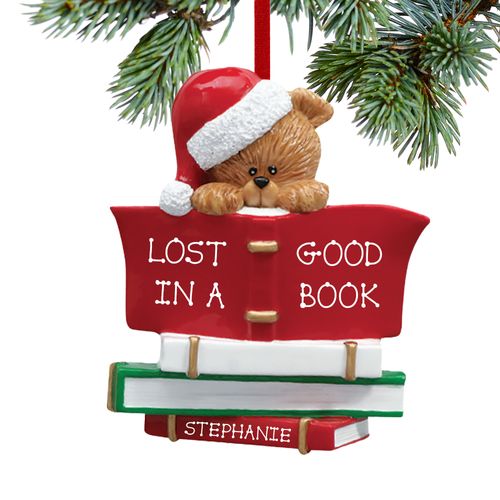 Personalized Book Club Bear Wearing A Santa Hat