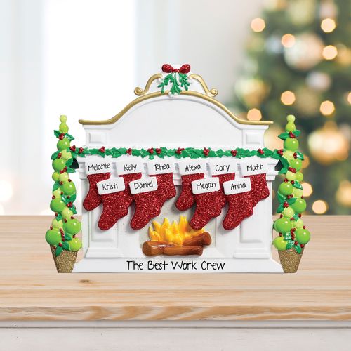 Personalized Business Mantel with 10 Stockings Tabletop