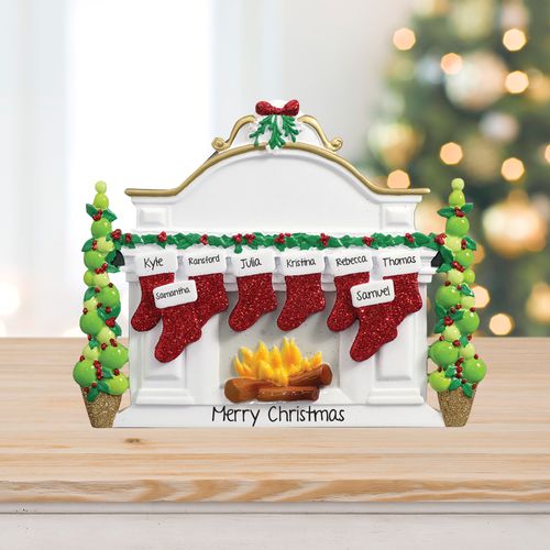 Personalized Mantel with 8 Stockings Tabletop