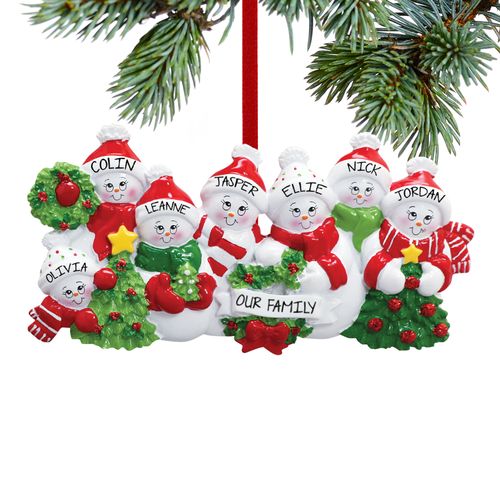 Personalized Snowmen with Banner Family of 7
