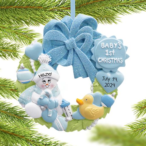 Personalized Baby Wreath Boy For Baby's First Christmas