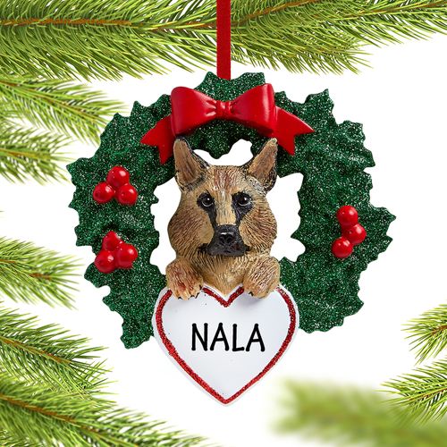 Personalized German Shepherd Dog with Wreath