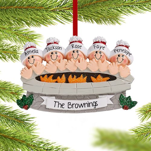 Personalized Firepit Family of 5 Christmas