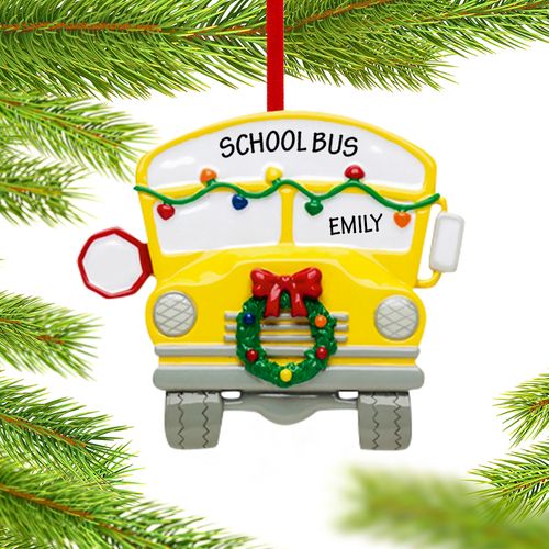 Personalized School Bus with Wreath