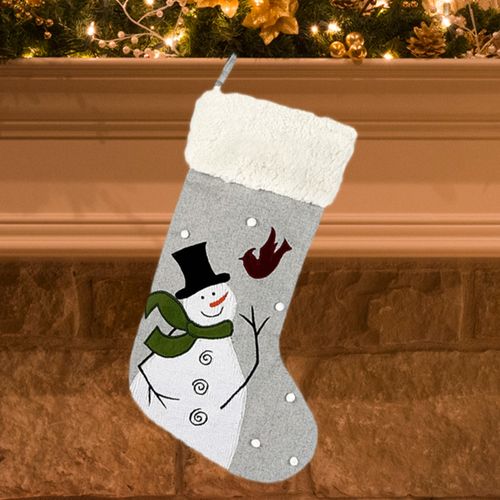 Snowman with Cardinal Flying Stocking
