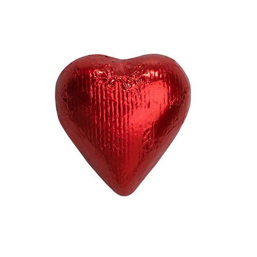 Red Solid Milk Chocolate Foiled Hearts