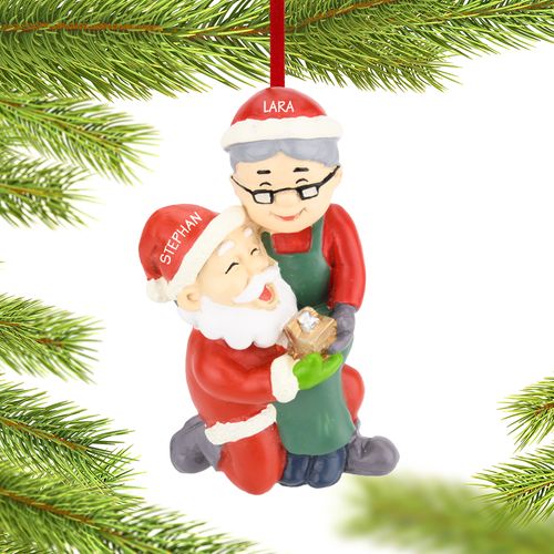 Santa and Mrs Claus Engaged Holiday Ornament