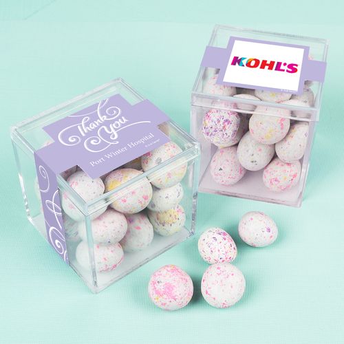 Personalized Business Thank You JUST CANDY® favor cube with Premium Confetti Cookie Bites