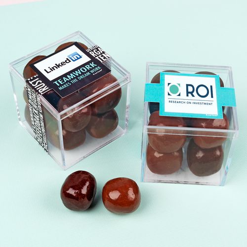 Personalized Business Teamwork JUST CANDY® favor cube with Premium Milk & Dark Chocolate Sea Salt Caramels