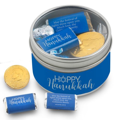 Personalized Happy Hanukkah 8oz Tin