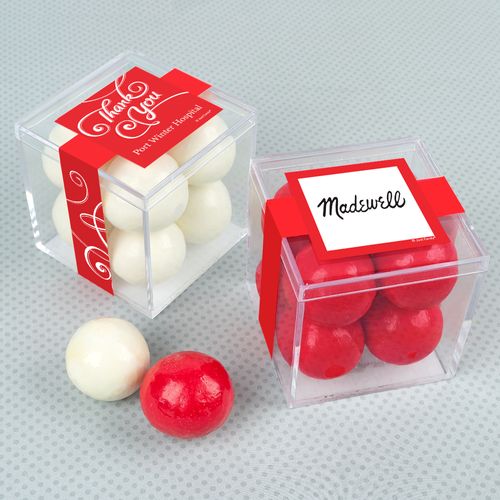 Personalized Business Thank You JUST CANDY® favor cube with Premium Malted Milk Balls