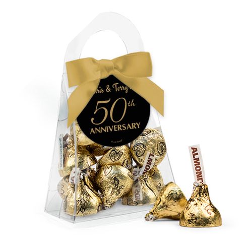 Personalized 50th Anniversary Favor Assembled Purse Filled with Hershey's Kisses