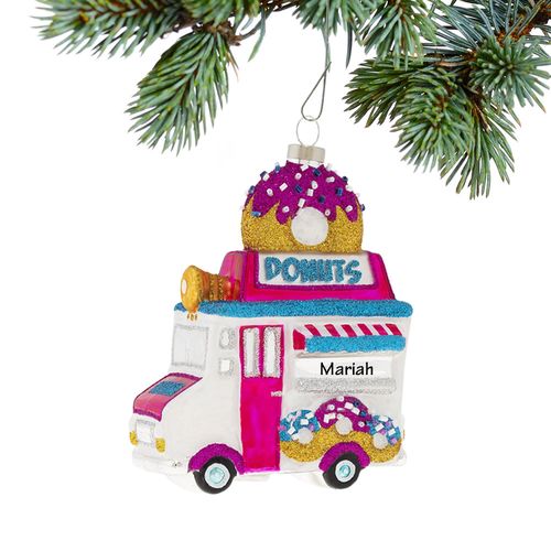 Sparkly Donut Truck Holiday Ornament