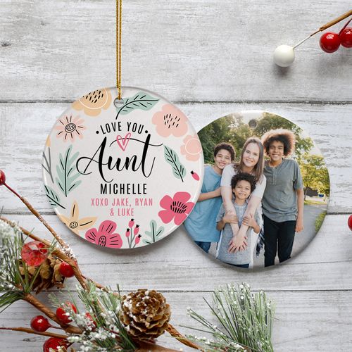 Love You Aunt Photo Holiday Ornament