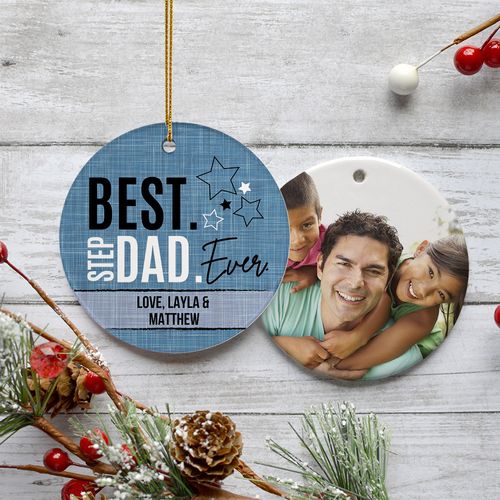 Best Step Dad Ever Photo Holiday Ornament
