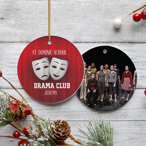 School Theater Mask Photo Holiday Ornament