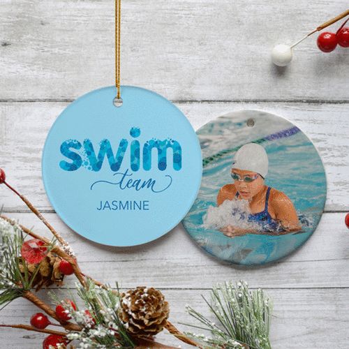 Swim Team Photo Holiday Ornament