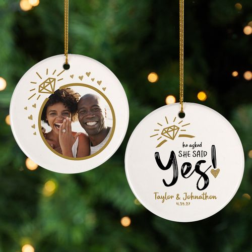 She Said Yes Photo Holiday Ornament