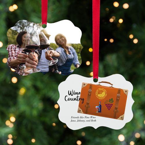 Wine Country Suitcase Photo Holiday Ornament