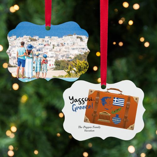 Greece Suitcase Photo Holiday Ornament