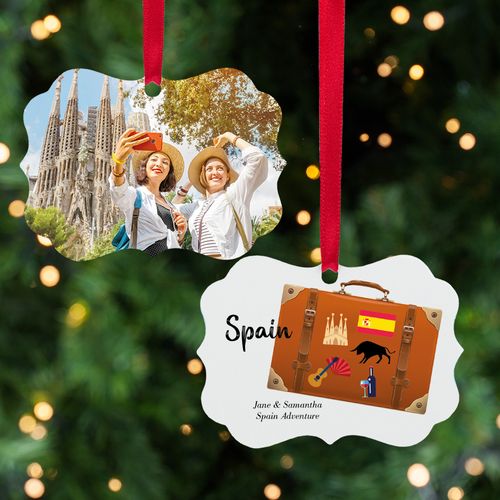 Spain Suitcase Photo Holiday Ornament