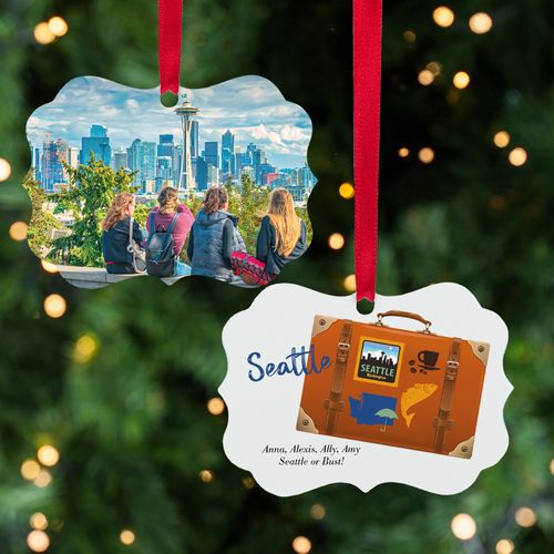 Seattle Suitcase Photo Holiday Ornament