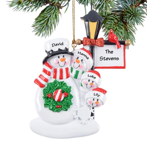 Lamppost Family Of 4 Holiday Ornament