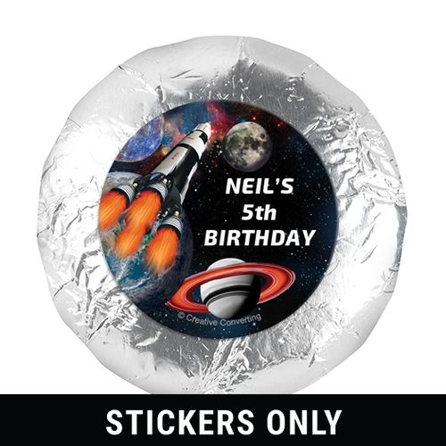 Personalized Birthday Space Blast 1.25" Stickers (48 Stickers)