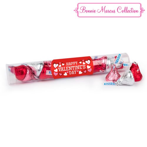 Valentine's Day Fading Hearts Gumball Tube with Hershey's Kisses