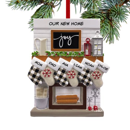 Fireplace Mantel Family of 6 New Home Holiday Ornament