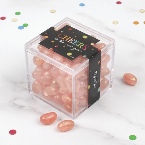 Personalized New Year's Eve JUST CANDY® favor cube with Jelly Belly Jelly Beans