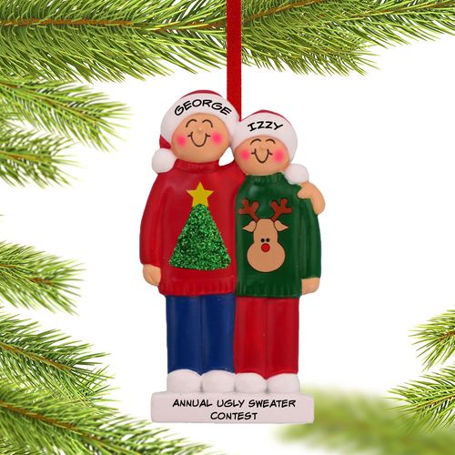 Friends Ugly Sweater Couple Holiday Ornament