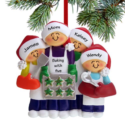 Baking Cookies with Expecting Mom (3 Children) Holiday Ornament