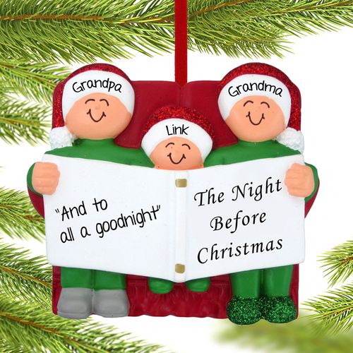 Night Before Family of 3 Grandparents Holiday Ornament