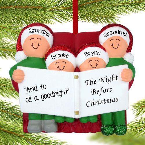 Night Before Family of 4 Grandparents Holiday Ornament