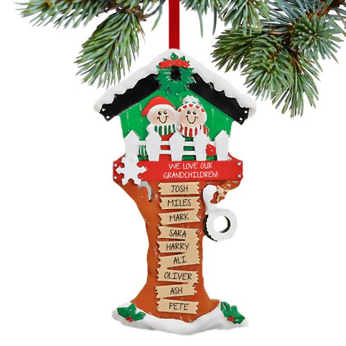 Tree House 9 Names Grandparents Holiday Ornament