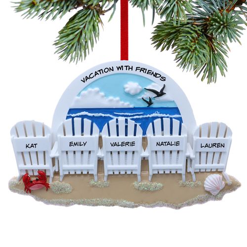 Adirondack Beach Chair 5 Friends Holiday Ornament