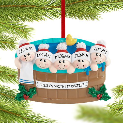Hot Tub 5 Friends Holiday Ornament