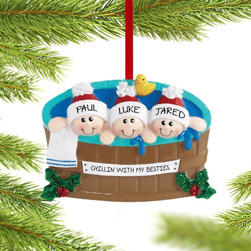 Hot Tub 3 Friends Holiday Ornament