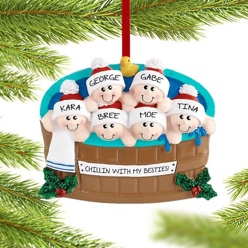 Hot Tub 6 Friends Holiday Ornament