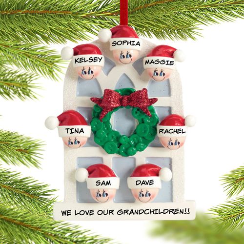 Window Family of 7 Grandparents Holiday Ornament