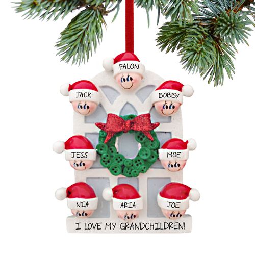 Window Family of 8 Grandparents Holiday Ornament